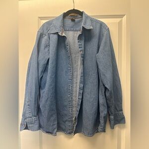 Vtg Cotton Harriton Denim Button Down
